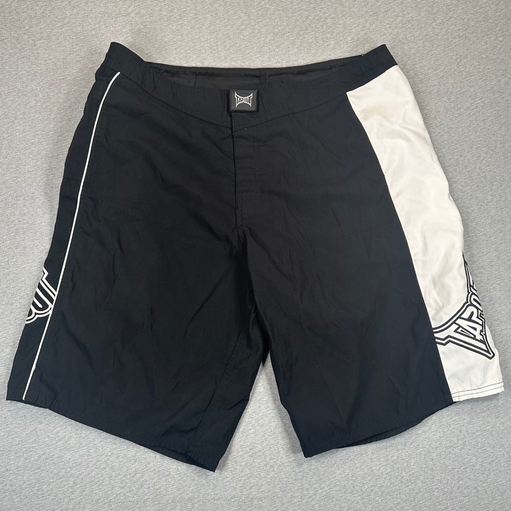 Tapout Board Shorts Mens 38 MMA Black White Grappling Fight Training Gym